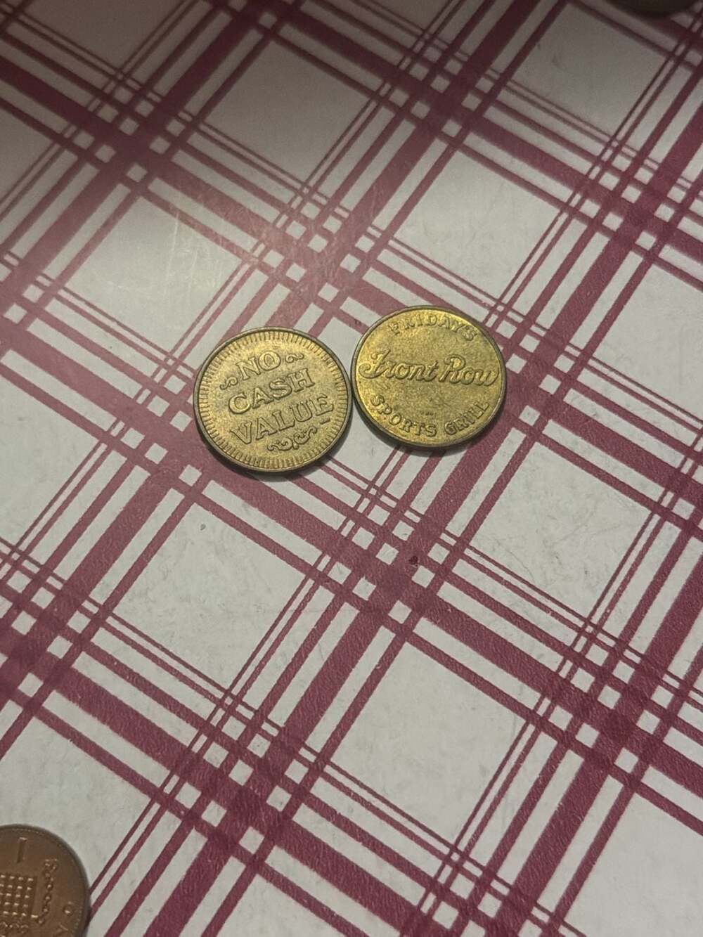 2 Fridays Front Row Sports Grill Arcade Tokens- No Cash Value